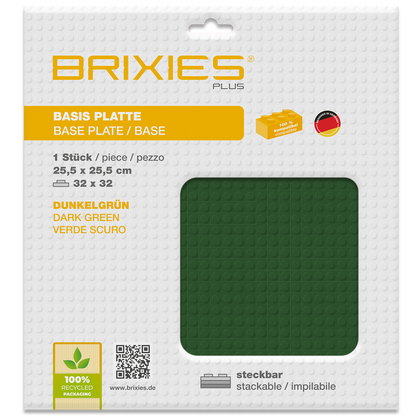 BRIXIES Plus Basis Platte dunkelgün 32 x 32 Noppen