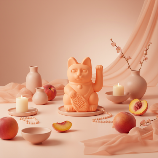 Melocotón del gato de la suerte