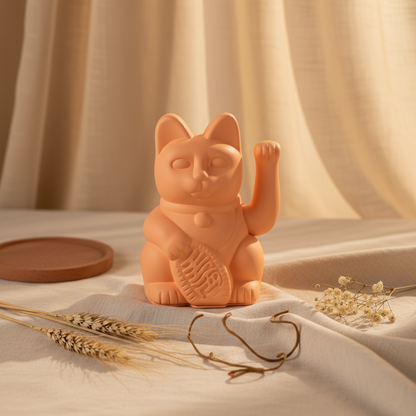 Melocotón del gato de la suerte