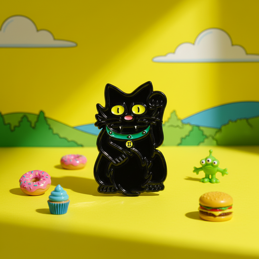 Pin de gato de la suerte negro