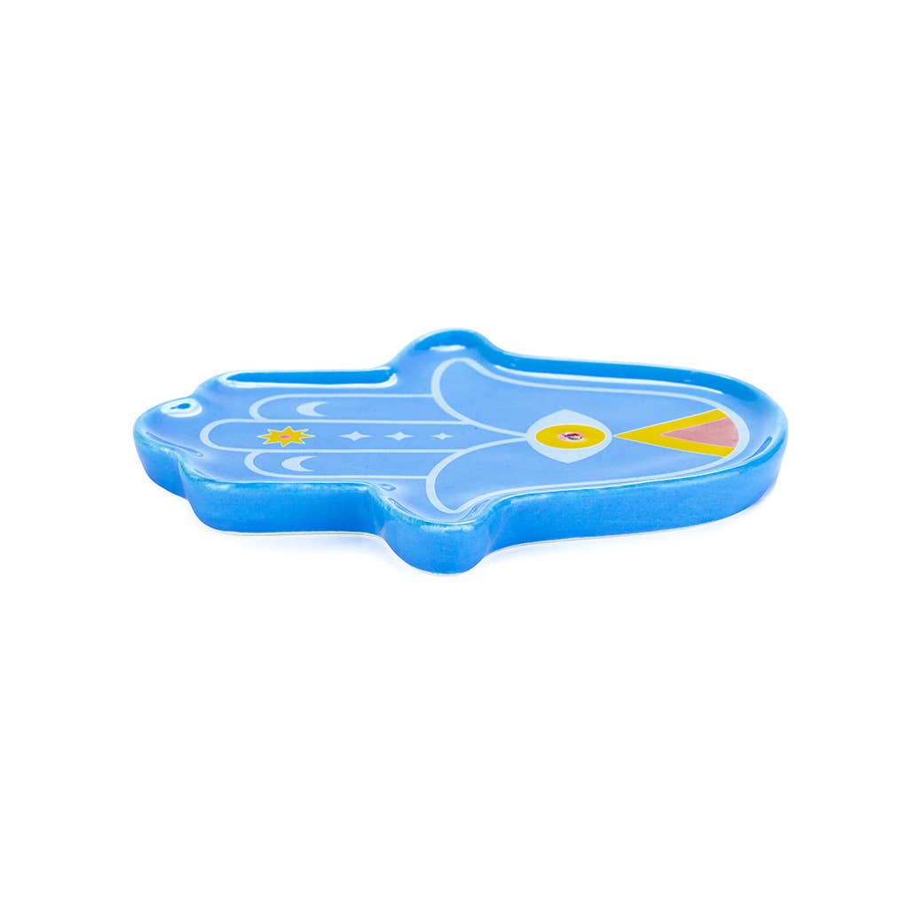 Porta incenso, Lucky Hand, blu, ceramica