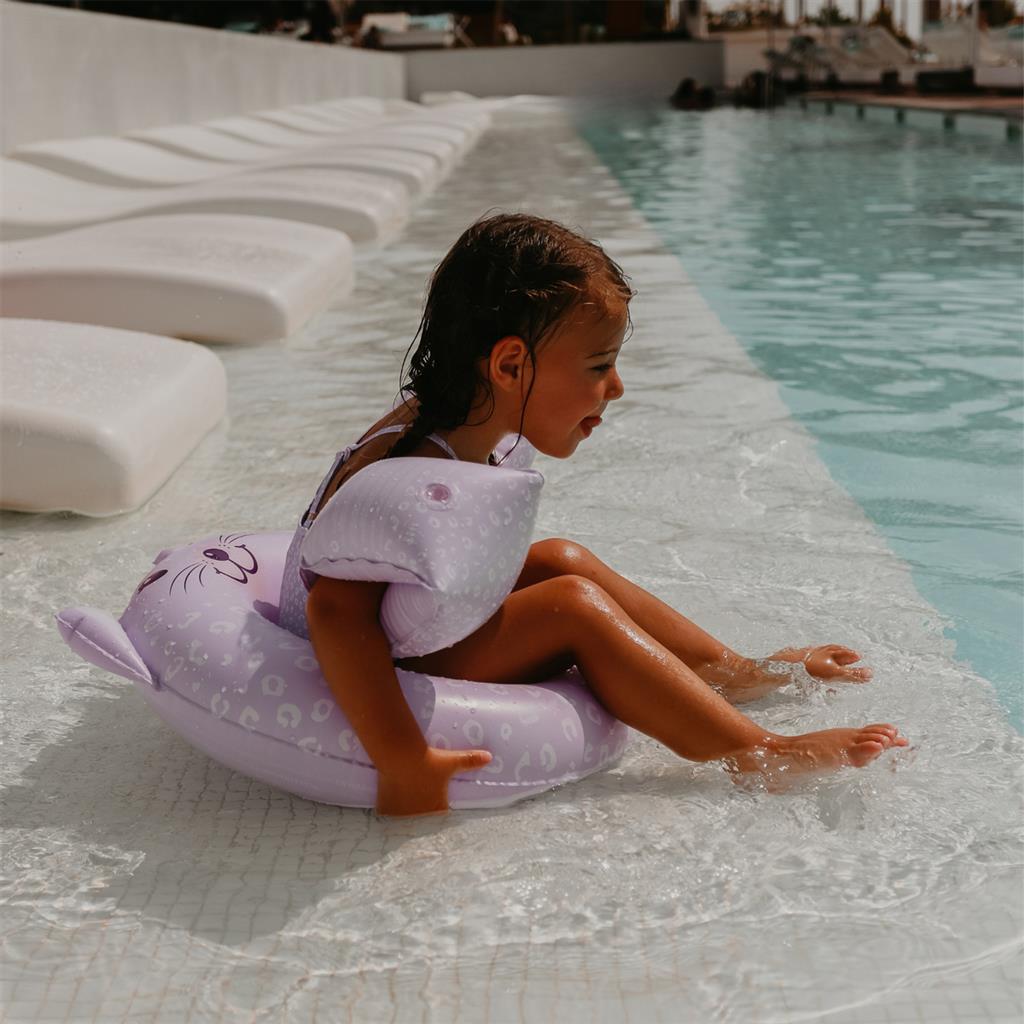 Flotador de baño con estampado de leopardo lila 