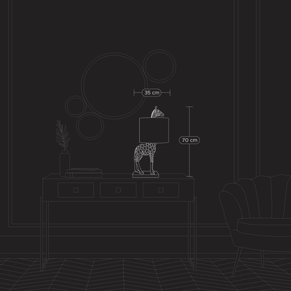 Lampe de table Giraffe Lucie, Noir/Or, 35 x 28 x 70 cm