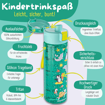 Children's water bottle, 500ml, lightweight - Ocean mint