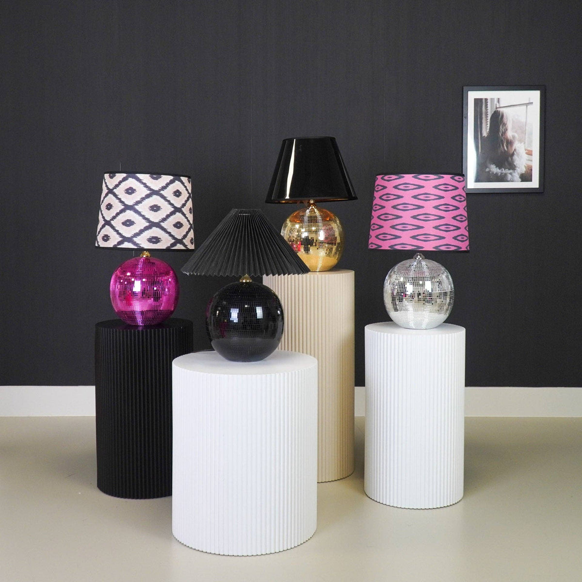 Lampe - Lampe de Table Boule à Facettes - Verre - Or - 20x20x20cm