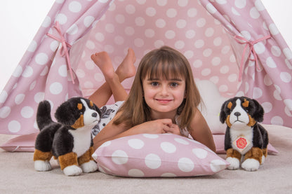 Peluche de cachorro de perro de montaña bernés de pie