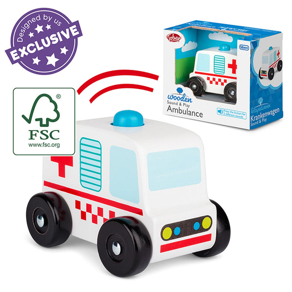 AMBULANCE SONORE ET JOUET EN BOIS
