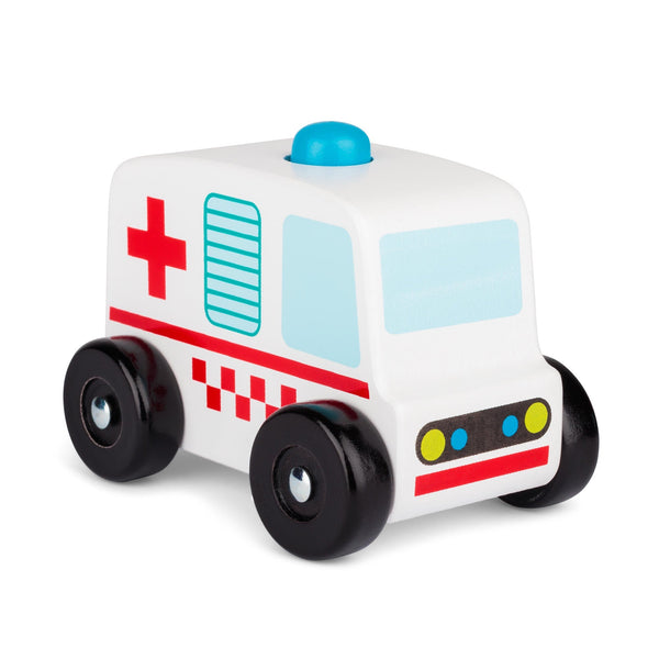 AMBULANCE SONORE ET JOUET EN BOIS