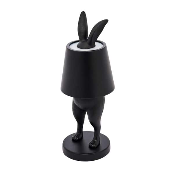 Lámpara de mesa LED con forma de conejo escondido, color negro