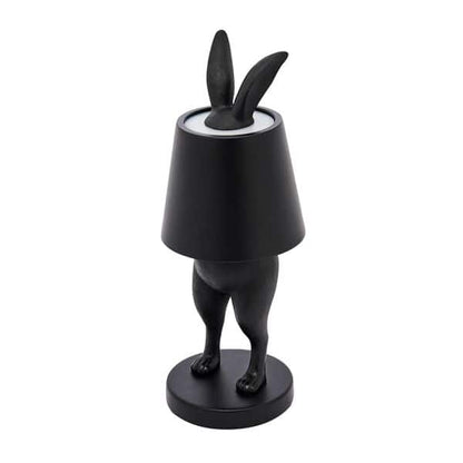 Lámpara de mesa LED con forma de conejo escondido, color negro