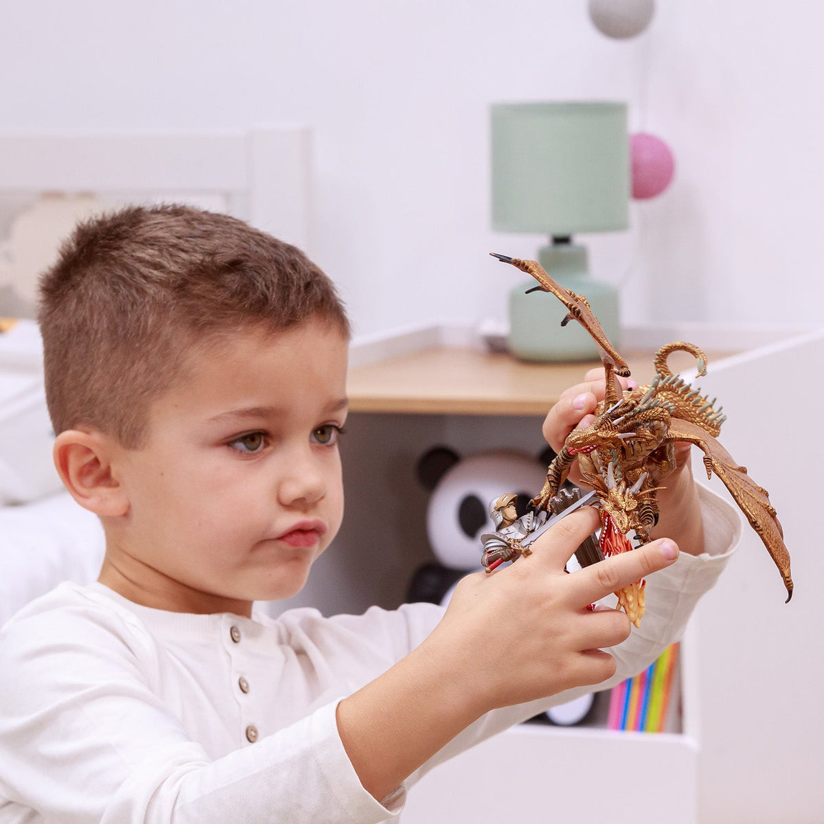Figurine Dragon deux têtes or
