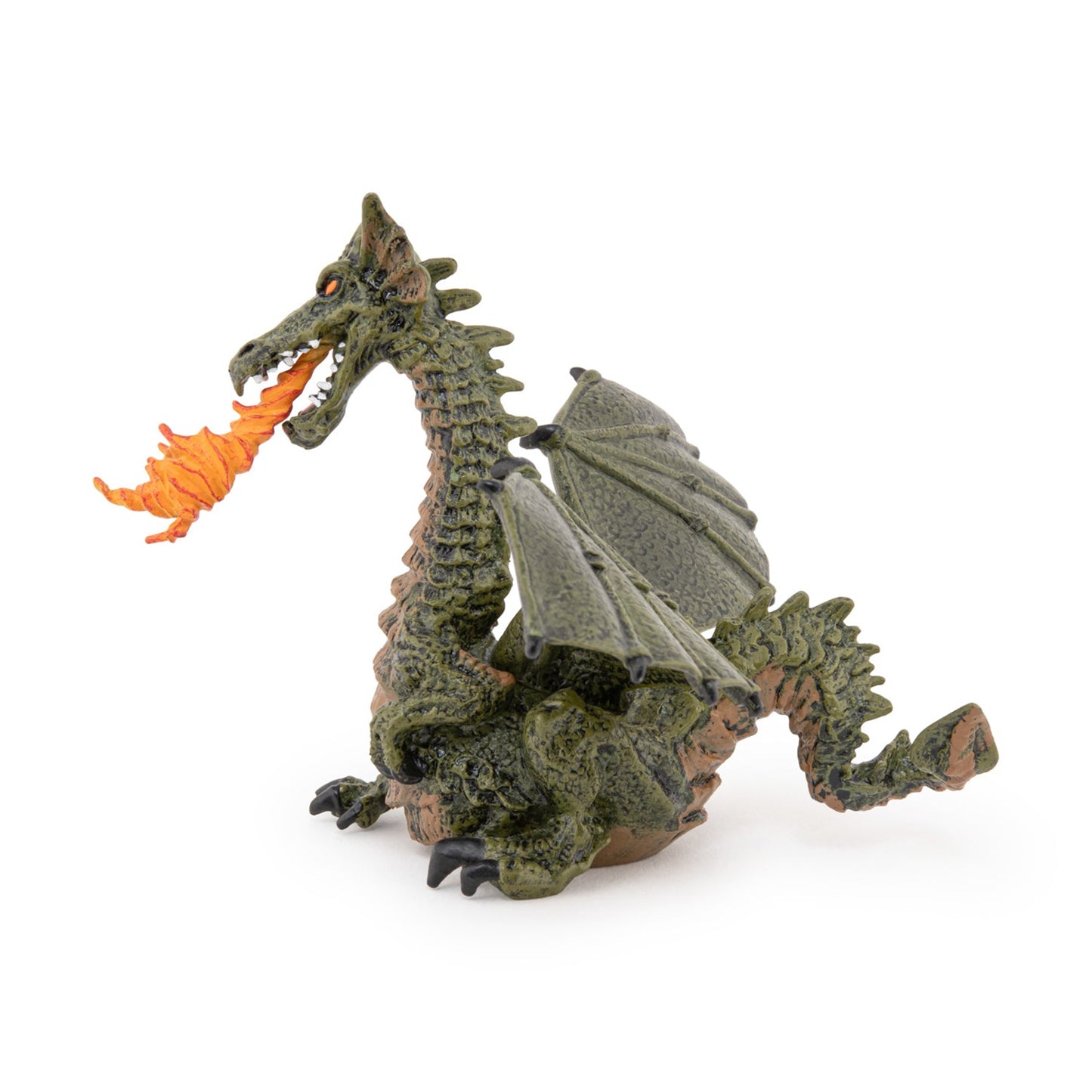 Figurine Dragon ailé vert avec flamme