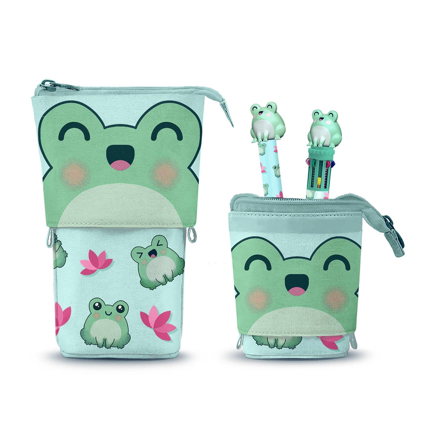 Oh My Pop Froggy Cute Pencil Case + 10-Color Pen + Gel
