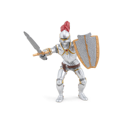 Knight figurine in armor with red plume