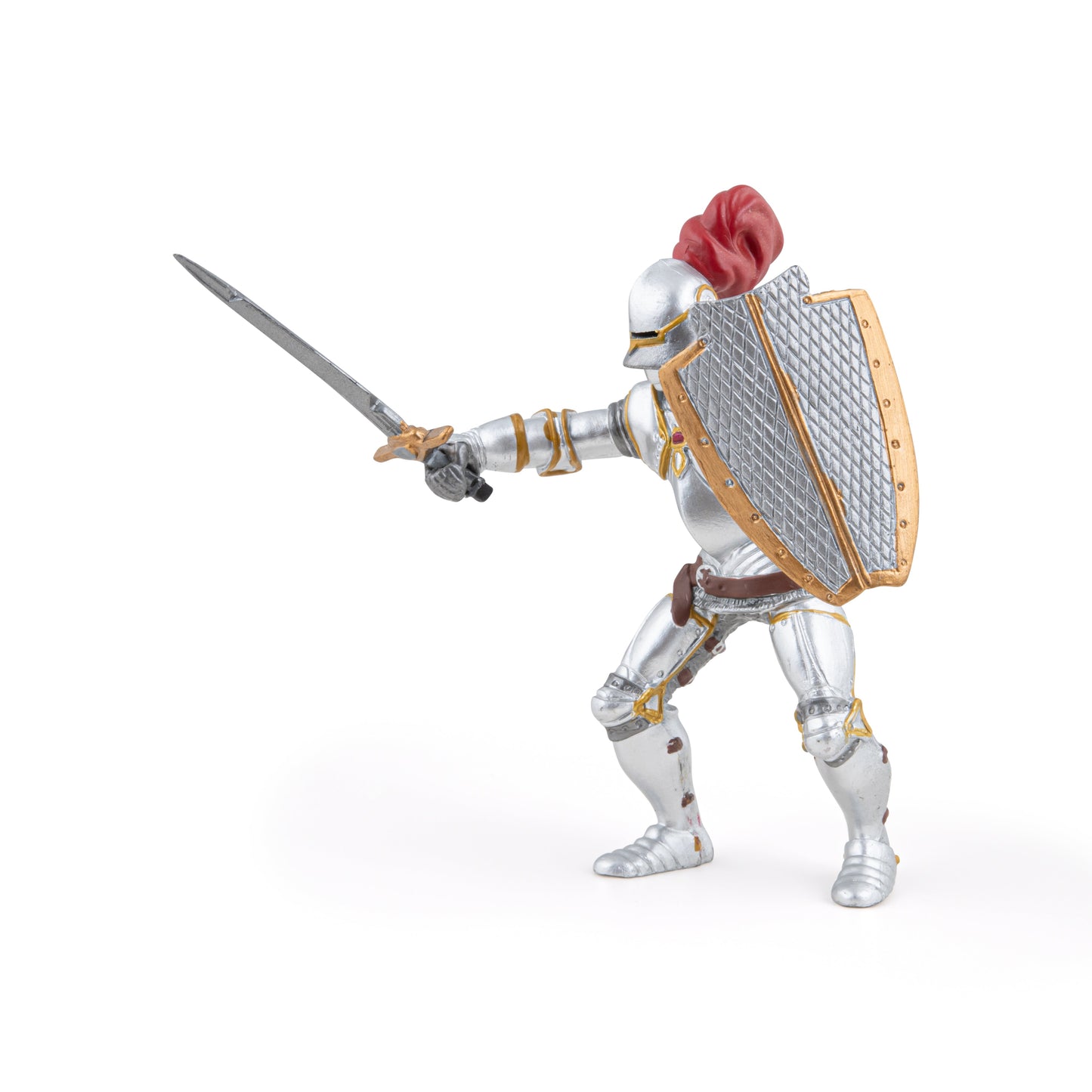 Knight figurine in armor with red plume