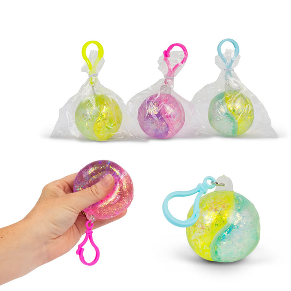 Scrunchems Two-Tone Glitter Ball Keyring – Assorted Model