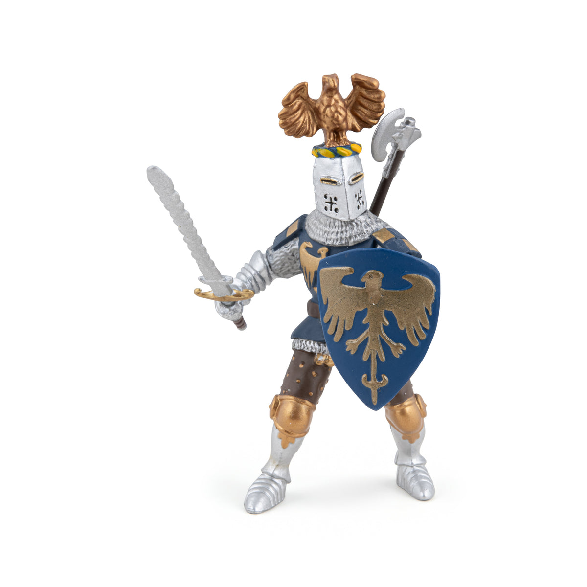 Blue Knight Figurine with Crest