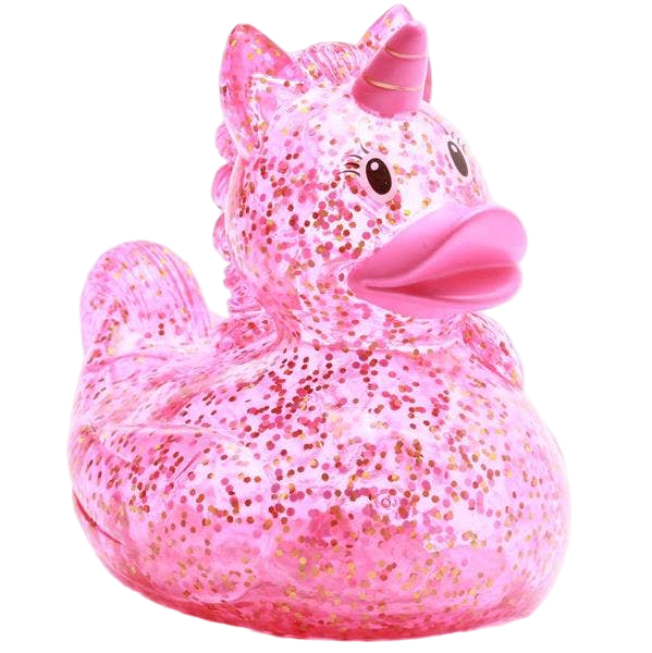 Roze glitterende eenhoorn-eend