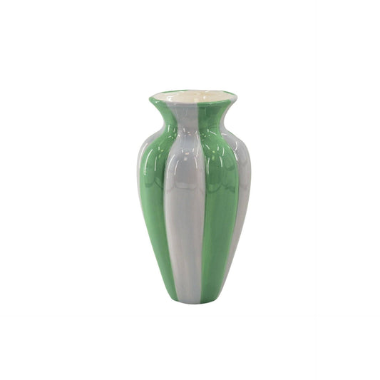 Flower vase - Pleated vase - Ceramic - Lilac/Green - 16.5x16.5x29.5 cm