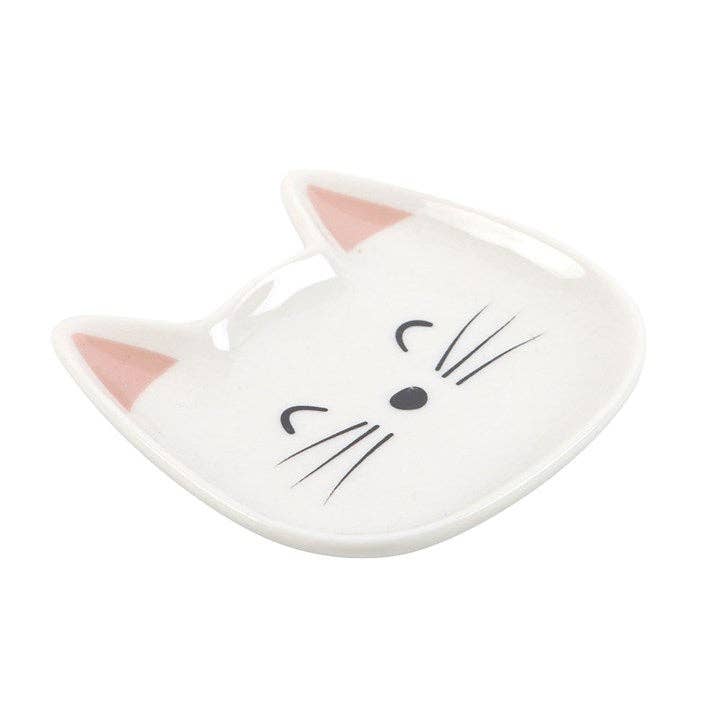 Portaoggetti a forma di faccia di gatto bianco