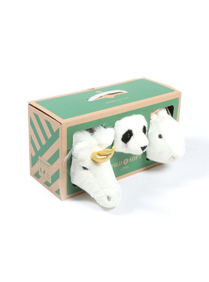 Miniaturas de cabeças de animais de peluche para decoração de parede: Conjunto para oferta