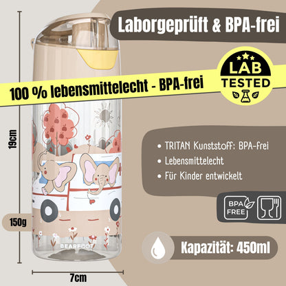 Kids' Water Bottle, Lightweight Water Bottle - Elephants