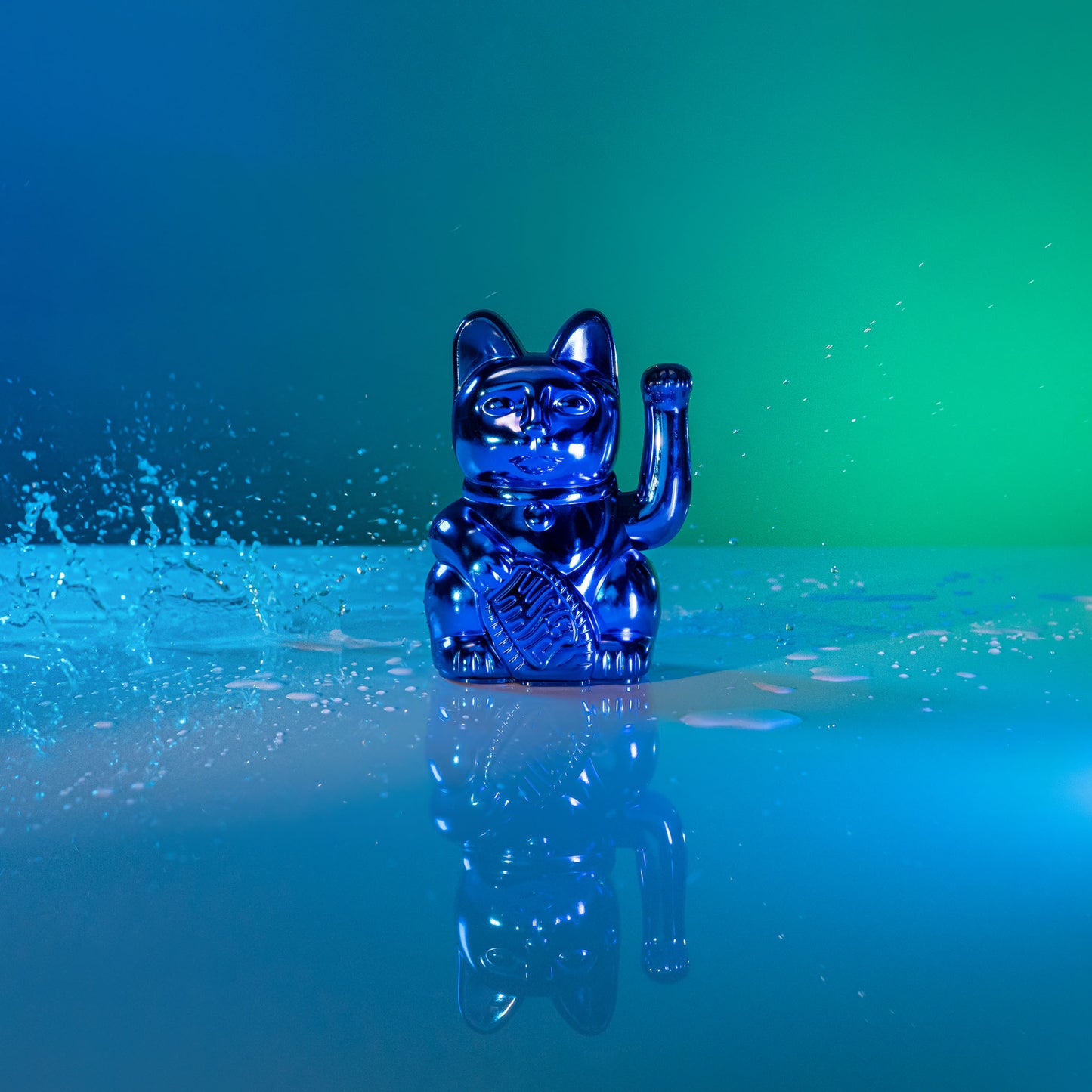 Shiny Blue Lucky Cat - Cosmic Earth Edition