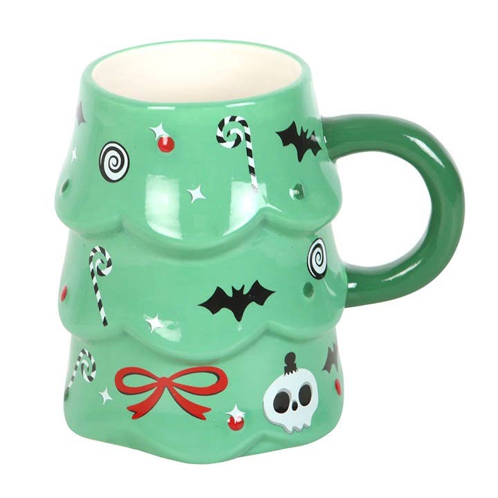 Taza de Feliz Navidad con Árbol de Navidad Gótico