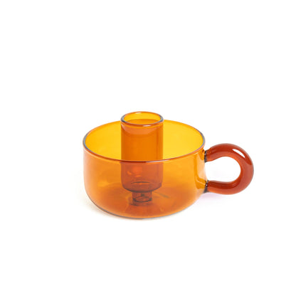 Bougeoir Classique en Cristal Ambre Helio Ferretti Vue 2