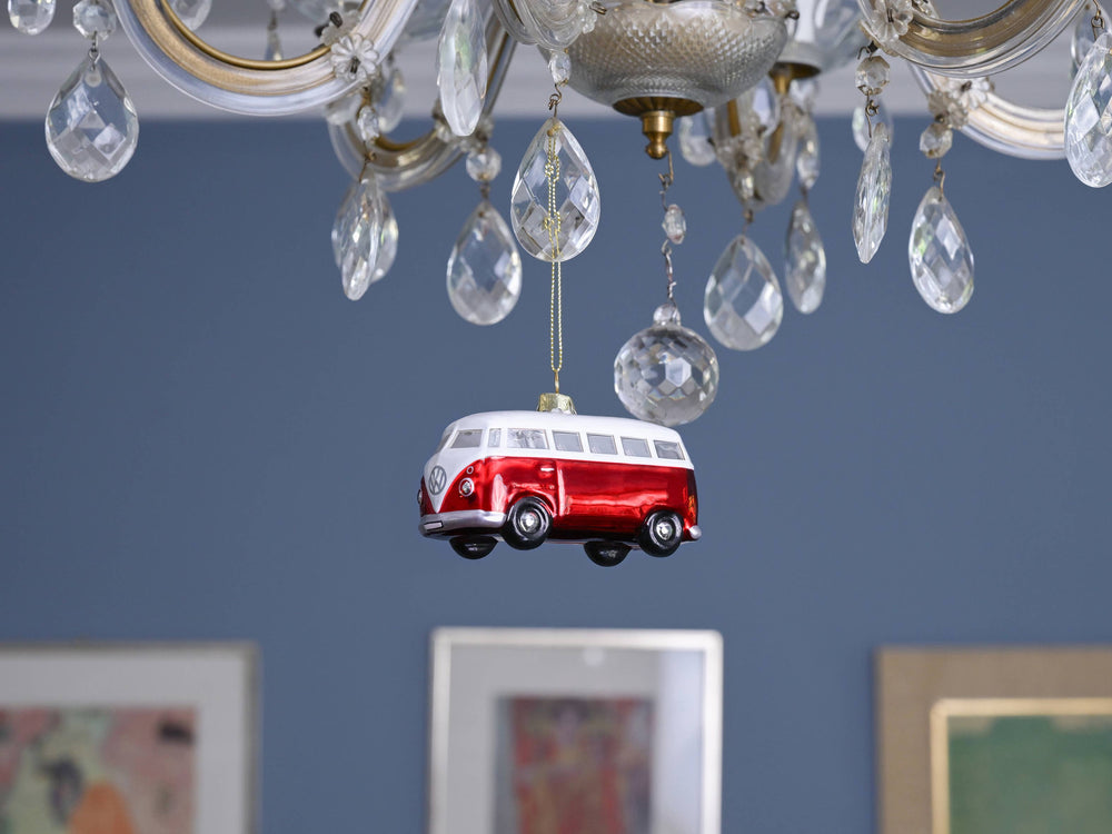 Decoração de Natal para Kombi VW T1 vermelha e branca