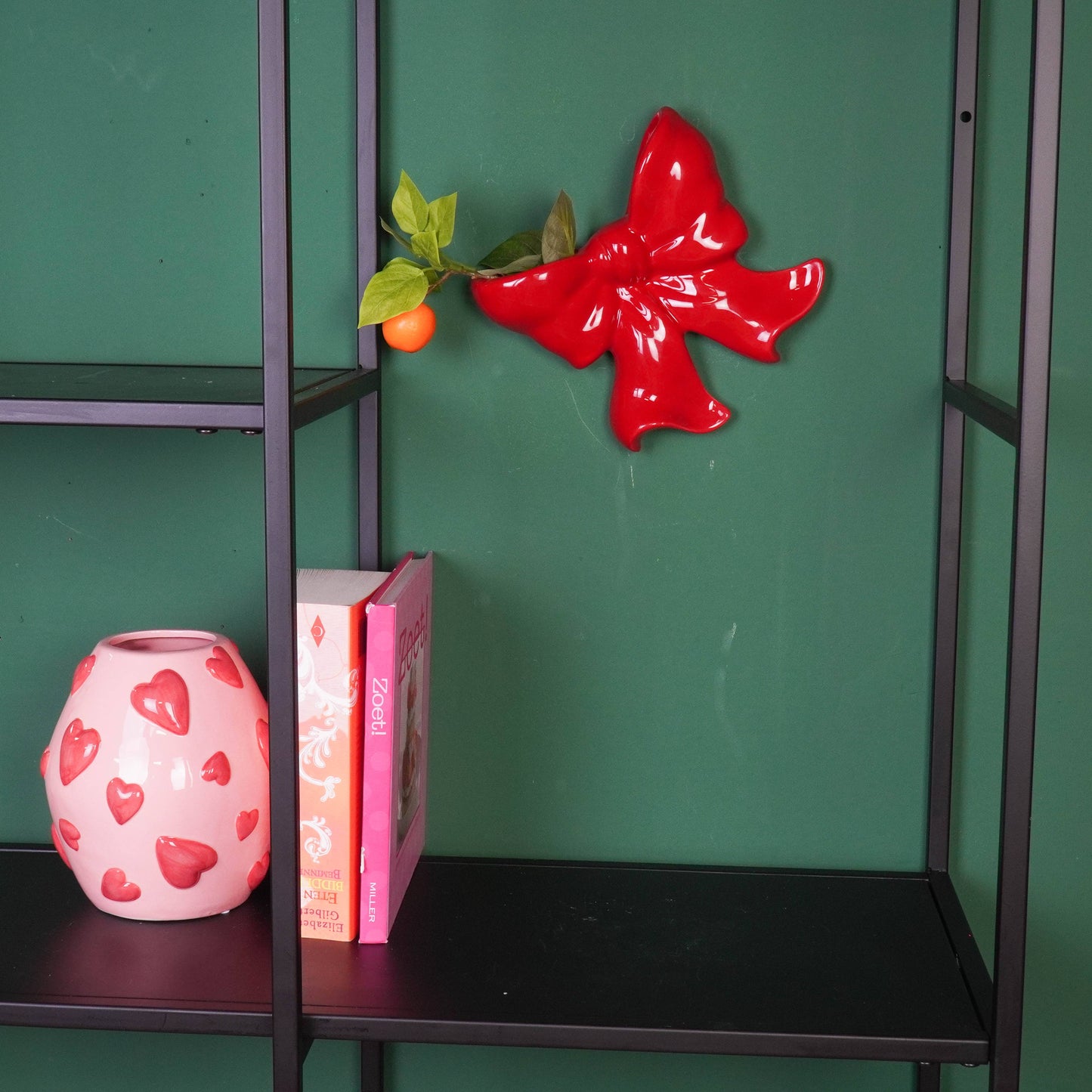 壁掛け花瓶 - アーチ型壁掛け花瓶 - セラミック製 - レッド - 19x18.5x5.5 cm