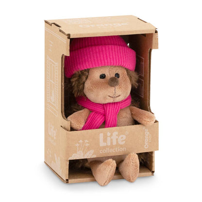 Peluche de erizo Fluffy con gorro de frambuesa, 15 cm