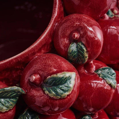 リンゴの形をした花瓶、赤色の炻器製、42 x 42 x 32 cm