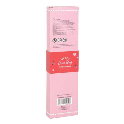 Juego de 3 velas cónicas con estampado de mariquita para San Valentín