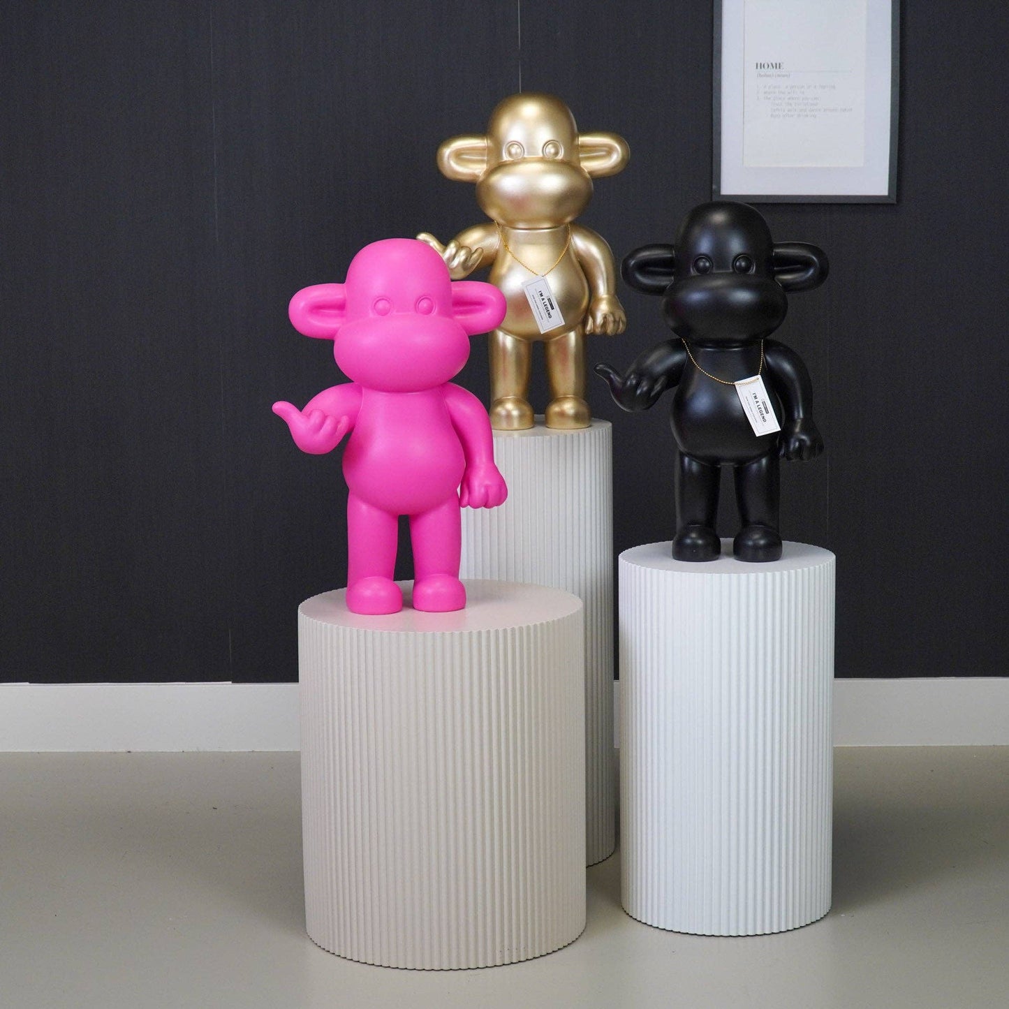 Adorno - Figura colgante de mono suelto 'La Leyenda' - Poliresina - Dorado - 33x21x50cm