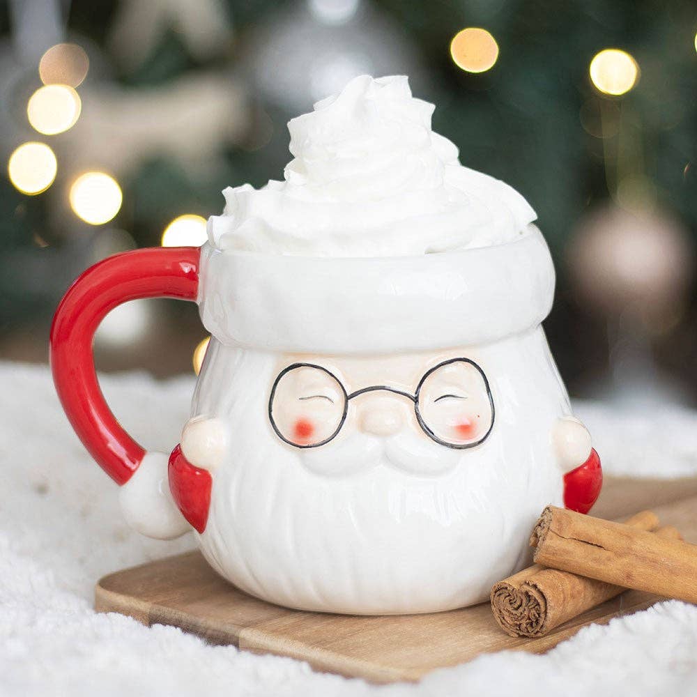 Taza navideña con forma de Papá Noel