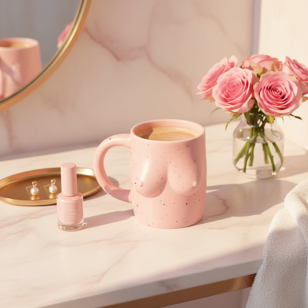 Tazza con seno rosa