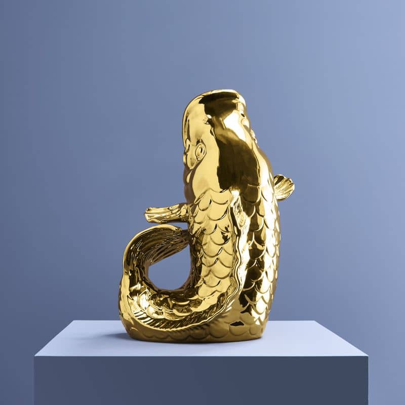 Escultura/Vaso Peixe-Gordura Dourado