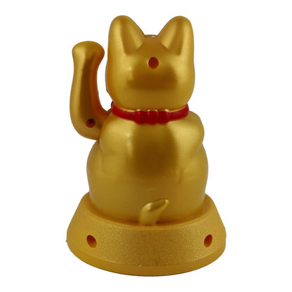 Chat chanceux solaire doré 12cm