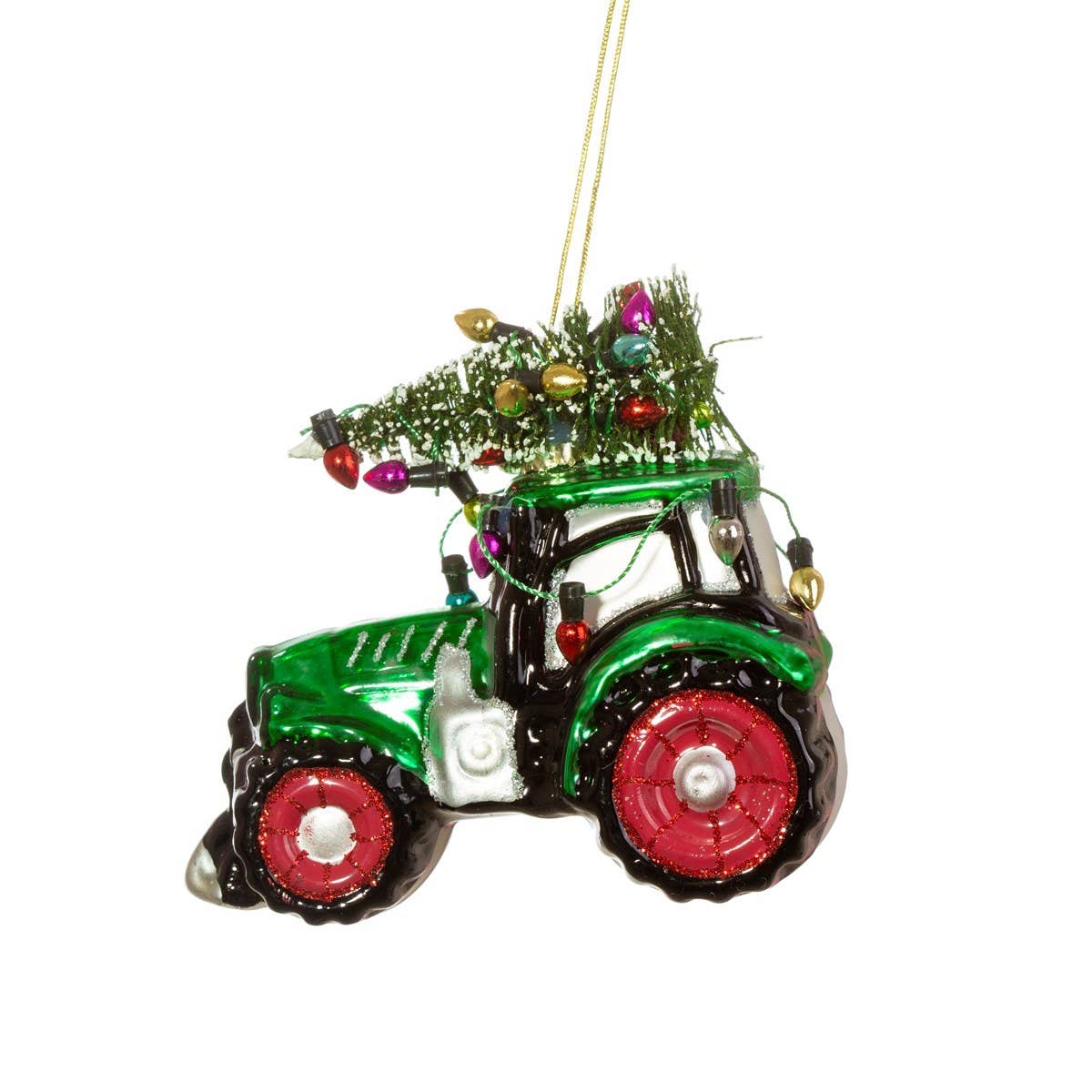 Adorno navideño de tractor verde