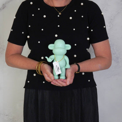 Ornement - Figurine Singe Hang Loose 'La Légende' - Polyrésine - Vert menthe - 11x7x19cm