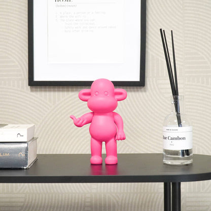 Ornement - Figurine Singe Hang Loose 'La Légende' - Rose - 11x7x19cm