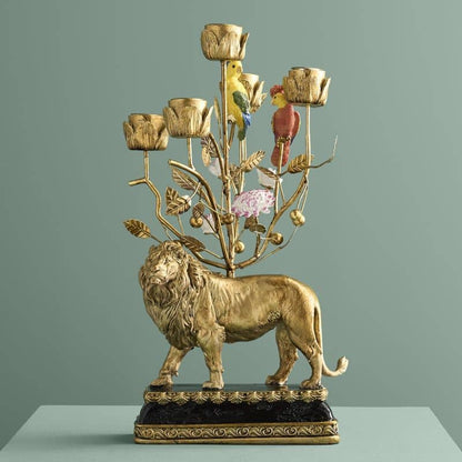 Chandelier Lion Poly/Métal, 20 x 15 x 37 cm