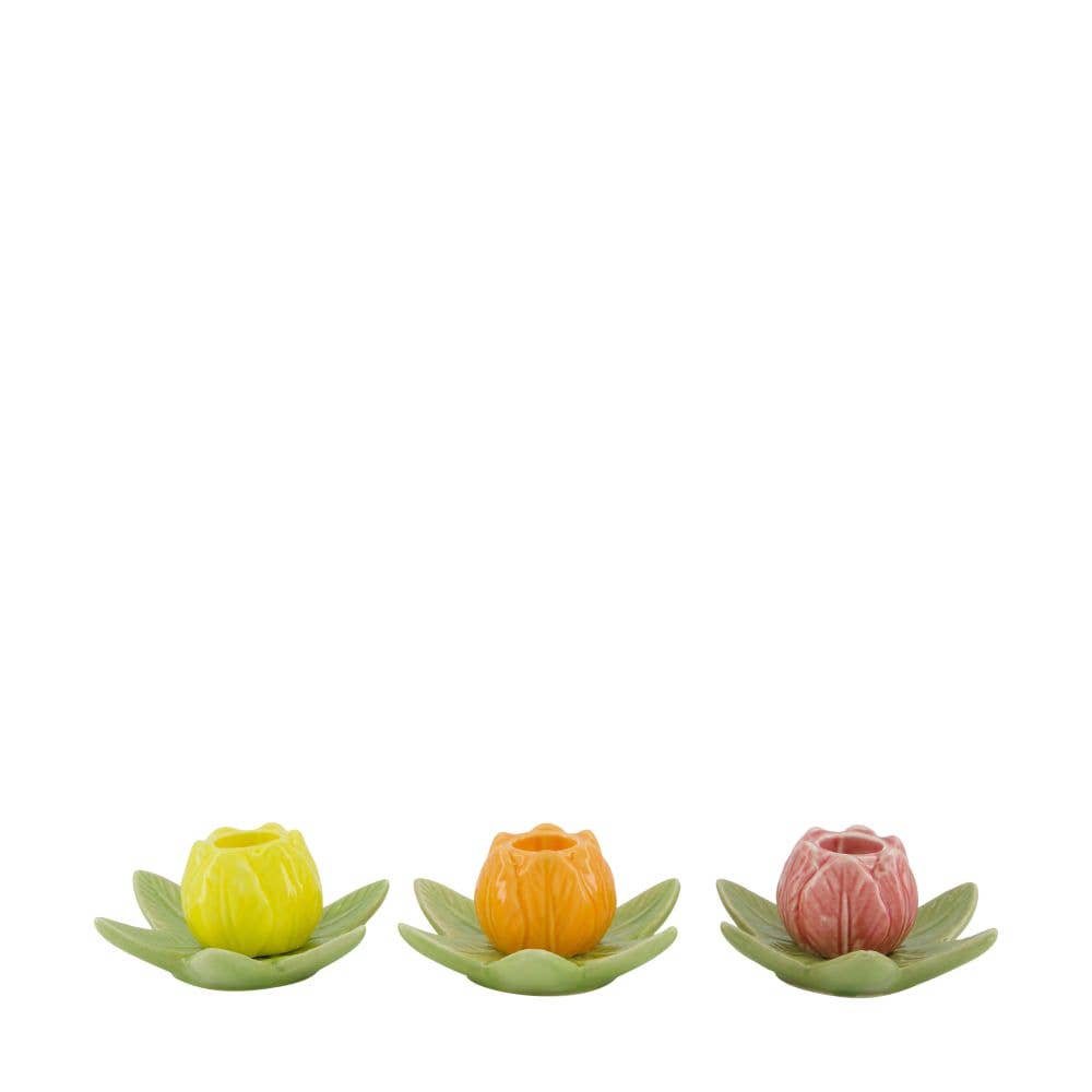 Small porcelain flower candleholders