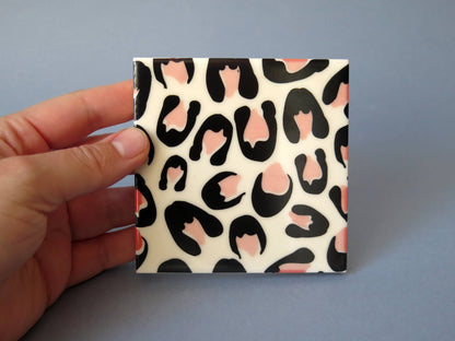 Leopard design ceramic coasters
