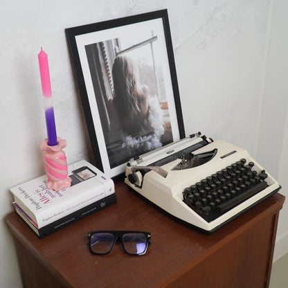 Bougeoir - Bonbon Toffee - Céramique - Rose/ Néon - 7,5x7,5x13 cm