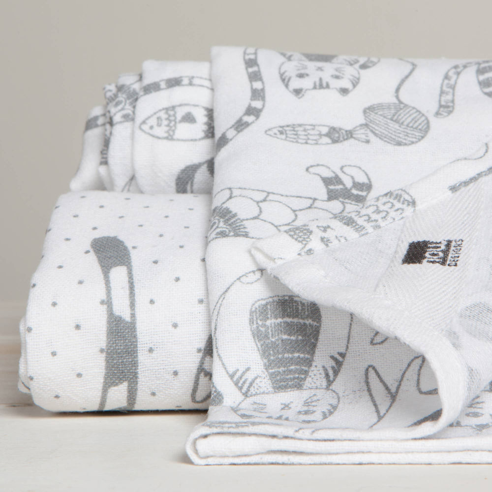 Lot de 2 Torchons à Vaisselle Cat Print London Gray