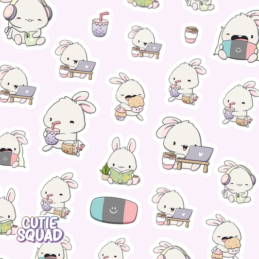 Planches d'autocollants Lapin Cozy