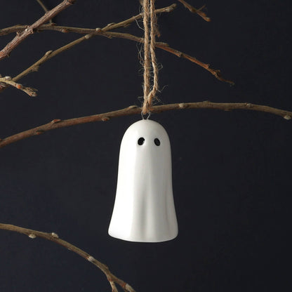 Hanging Ghost Decoration | White Ceramic