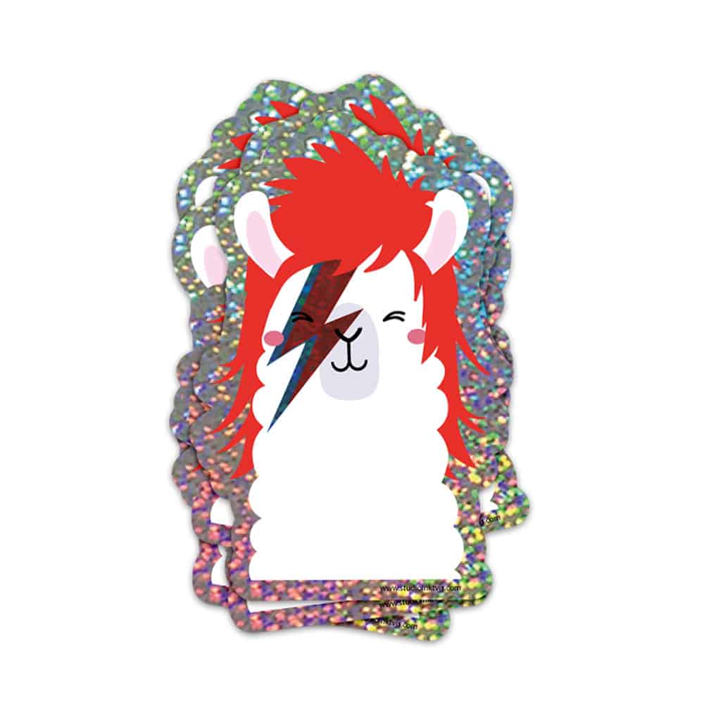David Bowie Ziggy Stardust Llama Glitter Sticker